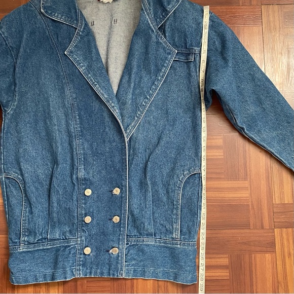 Vintage 1980s Rocky Mountain Clothing Double Breasted Long Denim Jacket - Picture 8 of 8